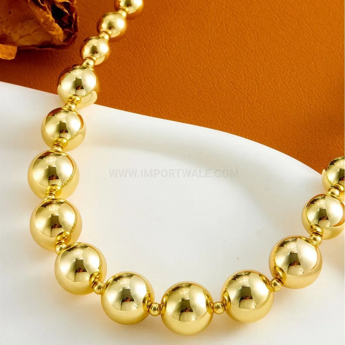 Classic Titanium Steel Bead Pendant Wave Chain Necklace