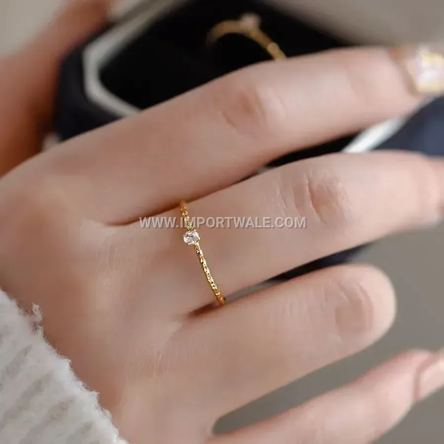 Dainty Stainless Steel Crystal Accent Band Ring