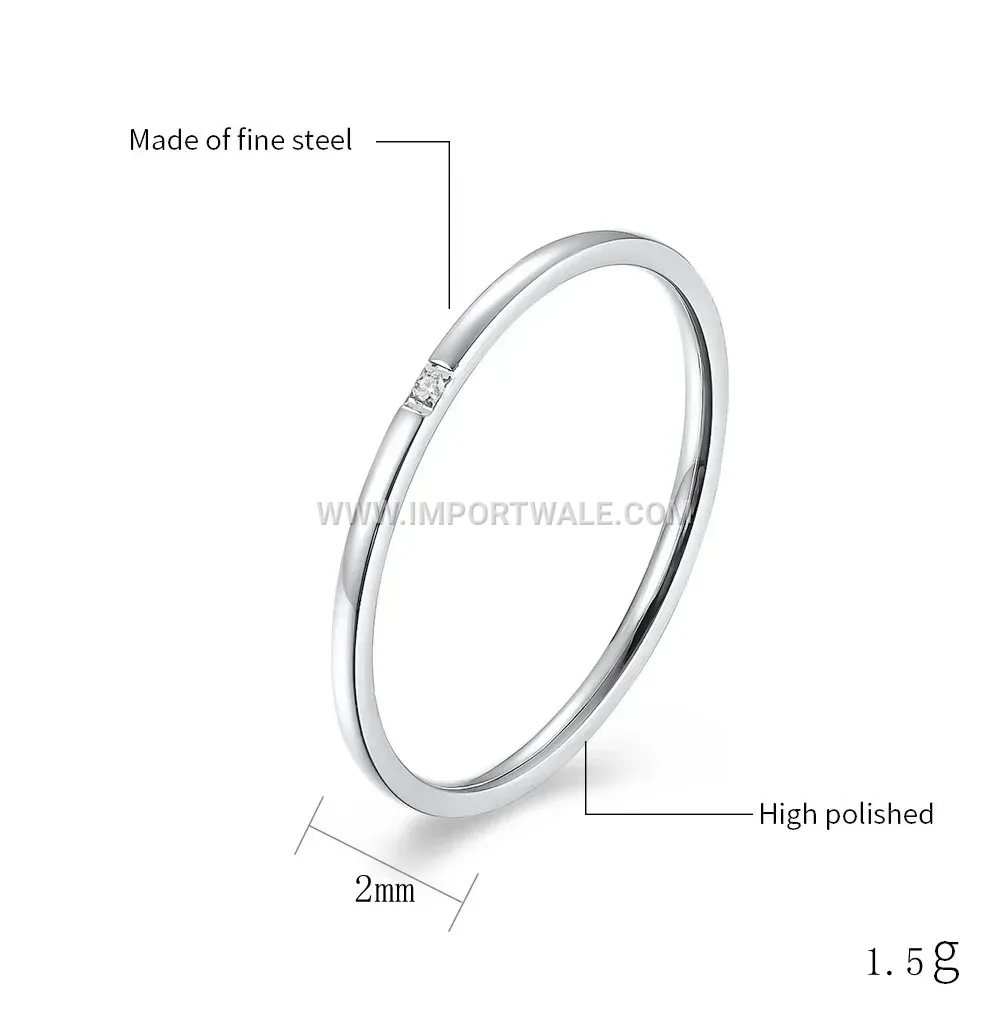 Round Cubic Zirconia 18K Gold Plated Stainless Steel Band