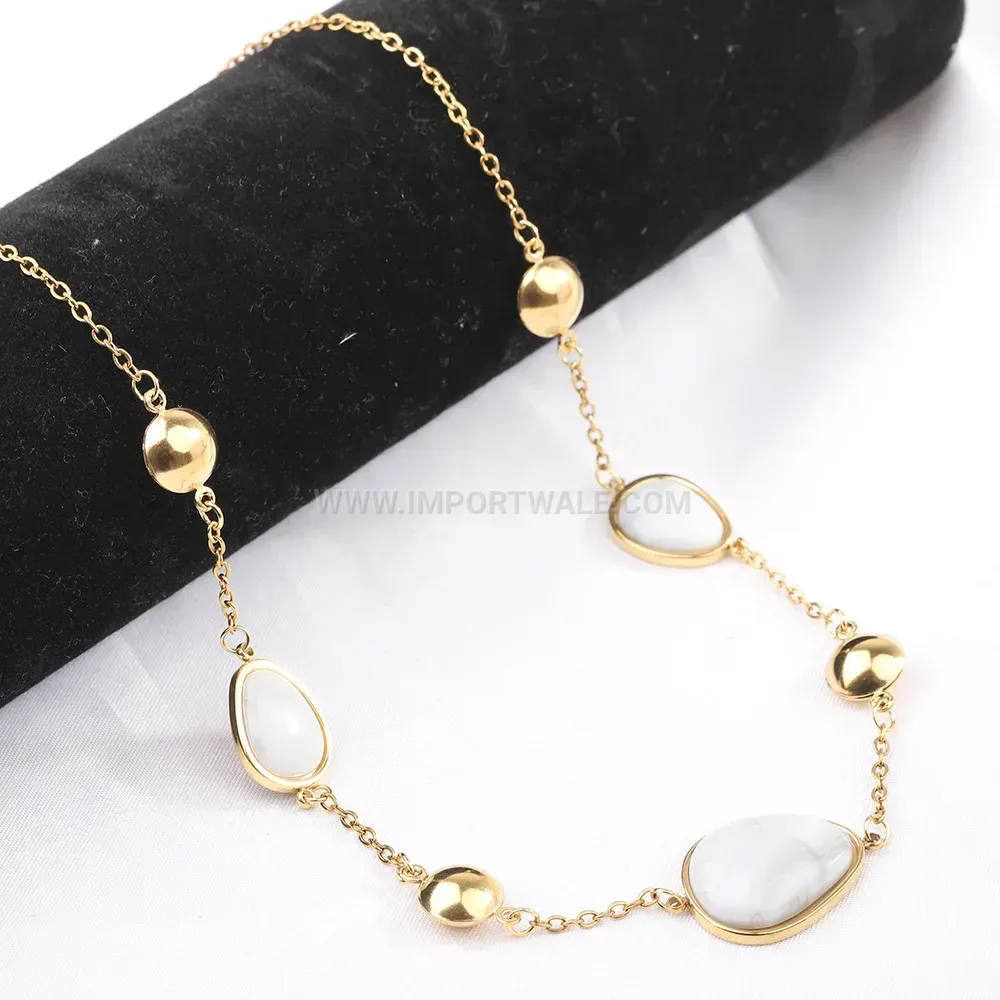 Dopamine Teardrop Resin Splicing Stainless Steel Choker Necklace