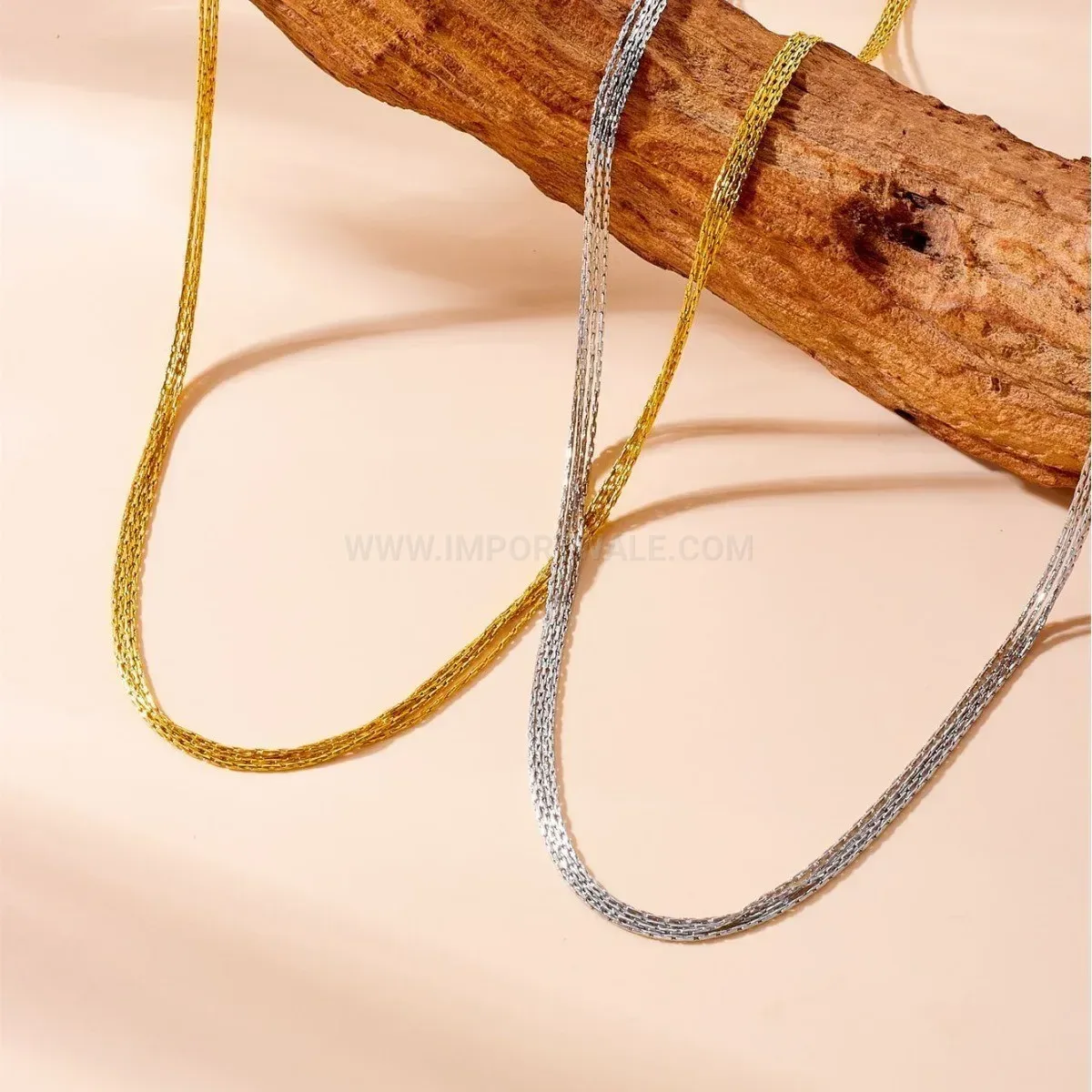 Layered Stainless Steel Geometric Sweater Chain Necklace