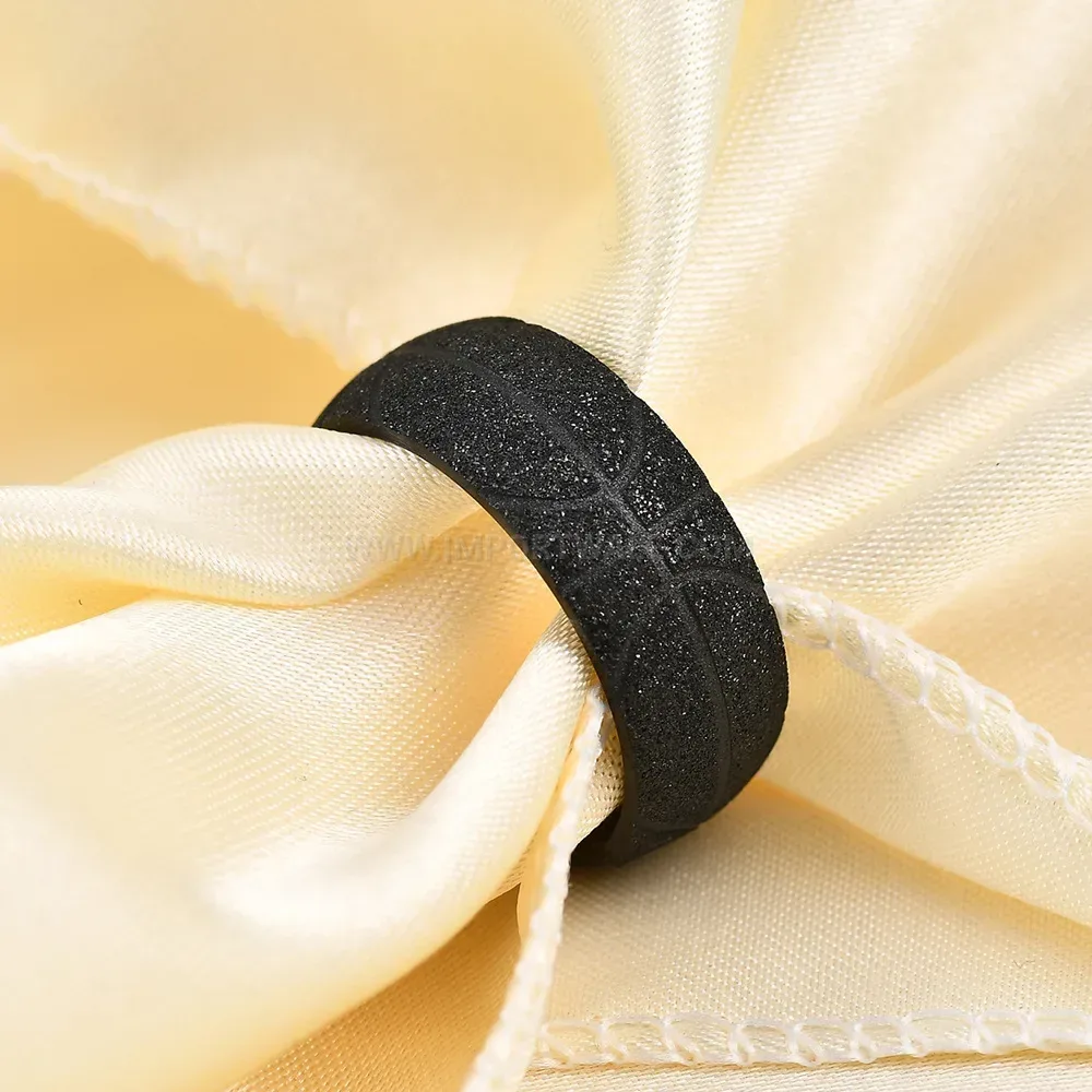 Bold Textured Stainless Steel Band Ring with Matte Finish