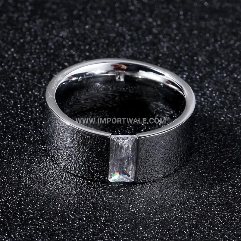 Silver Plated Micro Inlaid Zircon Steel Ring