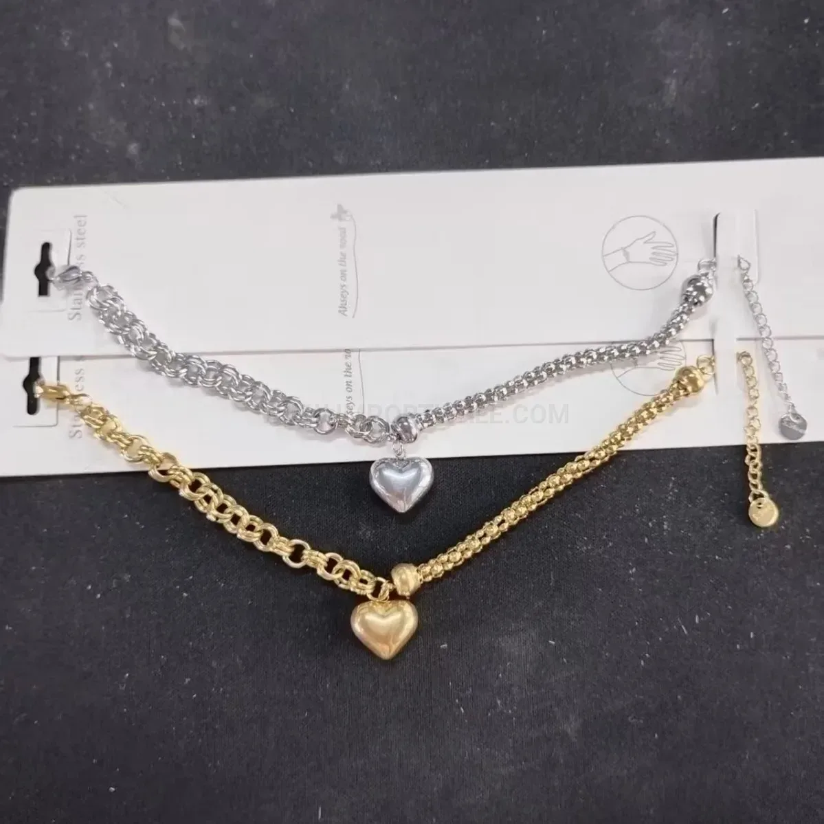 Stylish Double Layer Stainless Steel Heart Bracelet