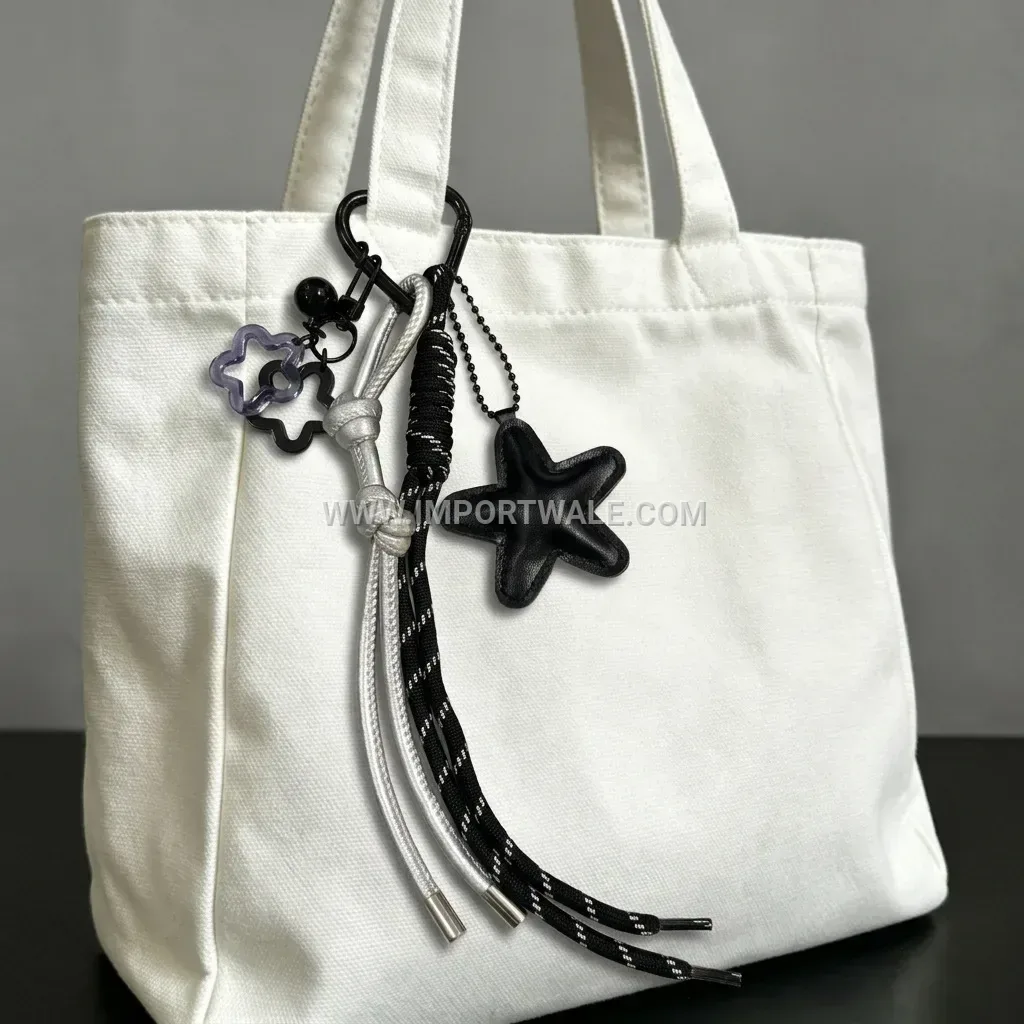 Acrylic Star Woven Strap Bag Charm Keychain