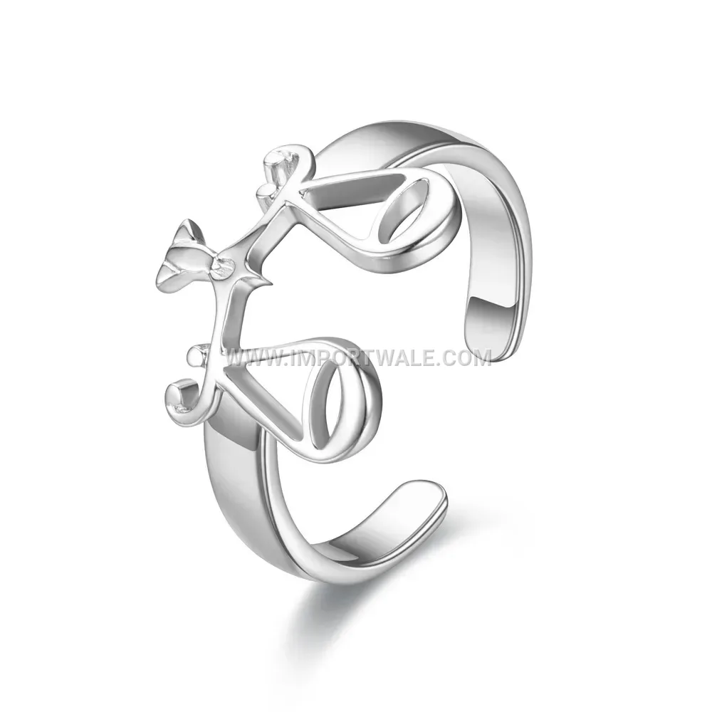 Zodiac Engraved Adjustable Stainless Steel Open Ring