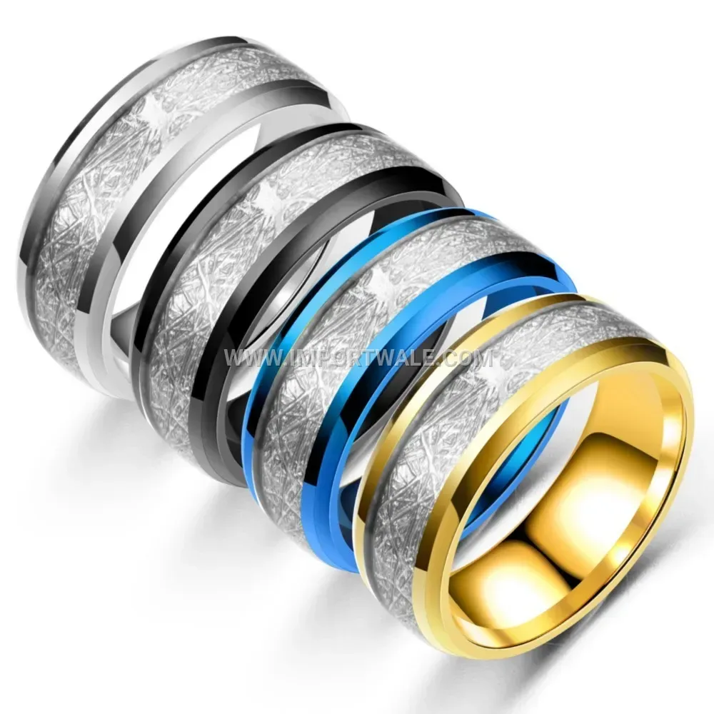 Textured Silk Pattern Stainless Steel Band Ring