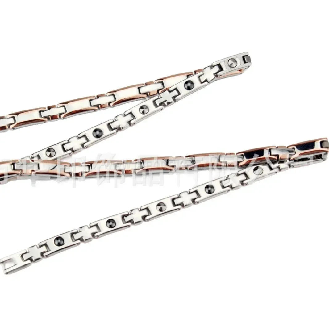 Classic Unisex Polished Titanium Magnetic Chain Necklace