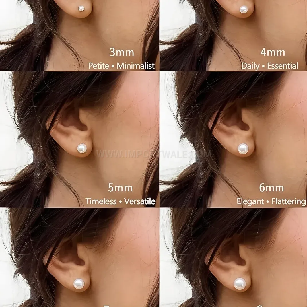 Fashion Classic Faux Pearl Titanium Stainless Steel Stud Earring Set