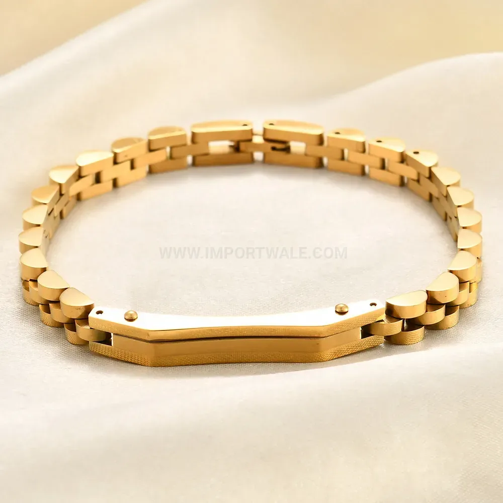 Engravable Curved Plate Stainless Steel Watch Band Bracelet