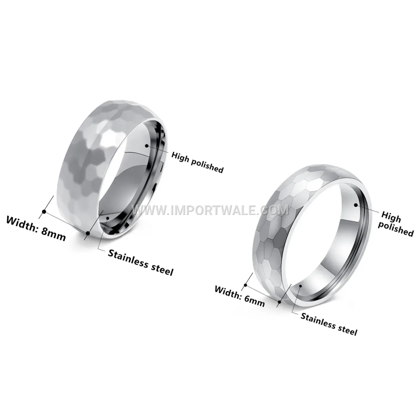 Hammered Texture 304 Stainless Steel Geometric Ring