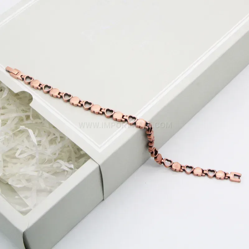 Elegant Heart Charm Pure Copper Bio Magnetic Energy Bracelet