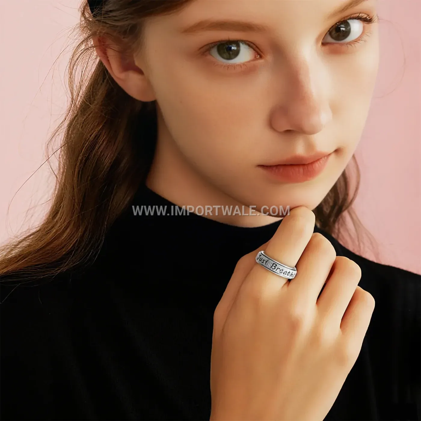 Geometric Rotatable Stainless Steel Stress Relief Band Ring