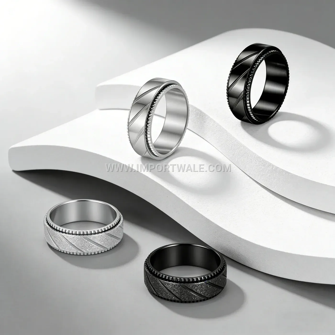 Gold Stainless Steel Frosted Band Ring
