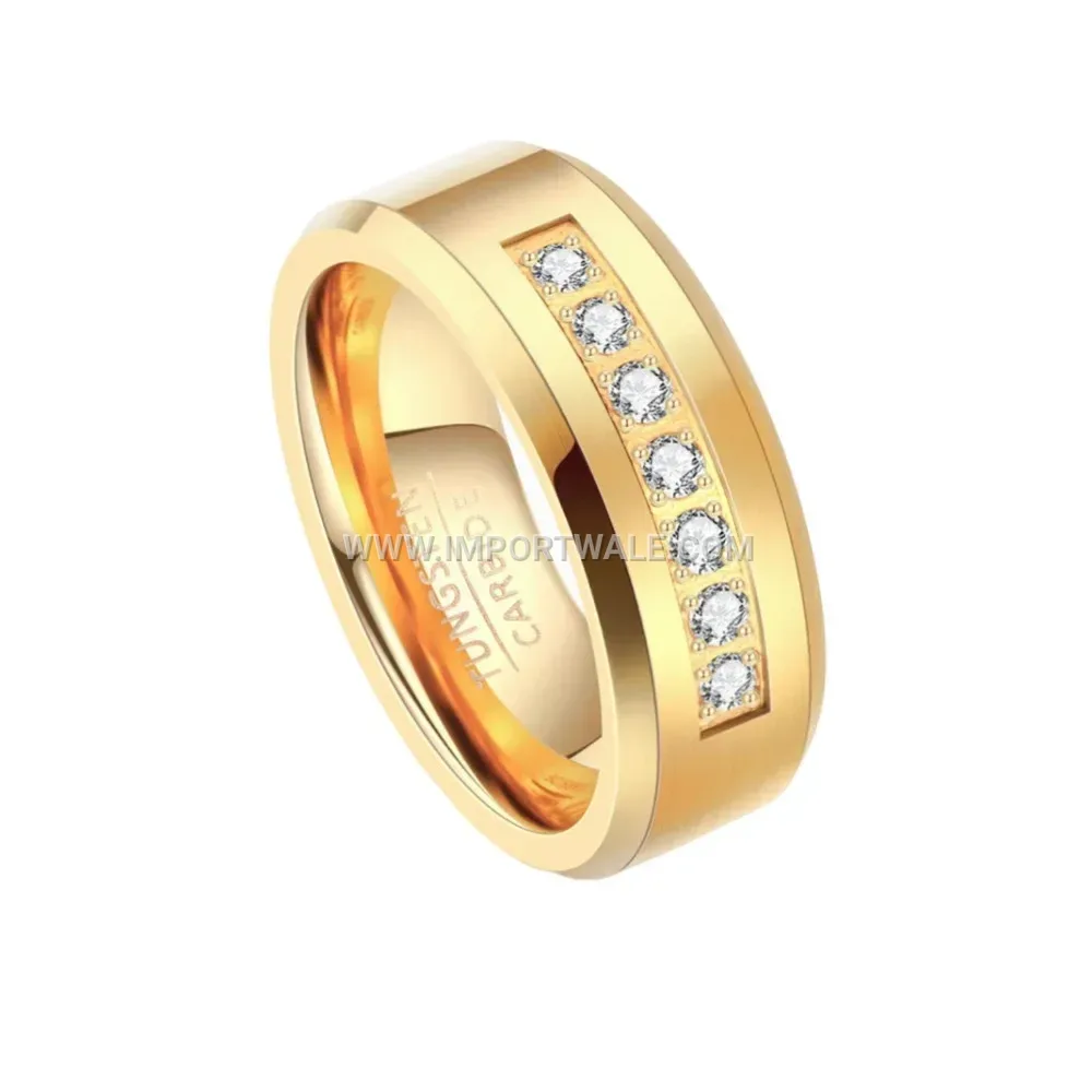 18K Gold Plated Stainless Steel Geometric Crystal Accent Ring
