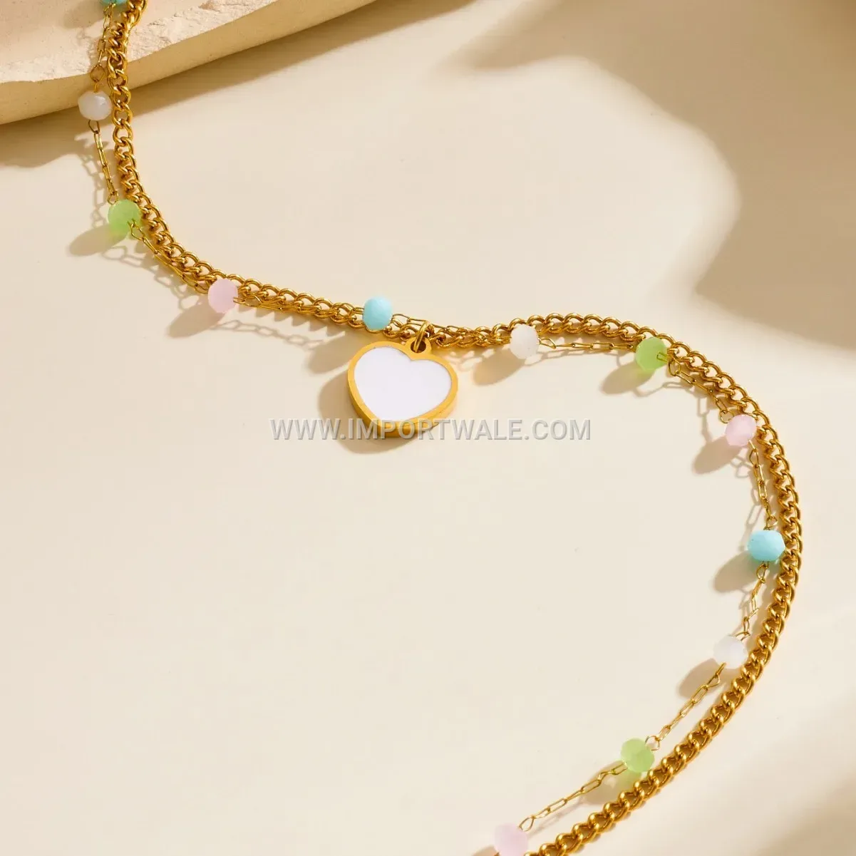Bohemian Gold Stainless Steel Colorful Bead Anklet