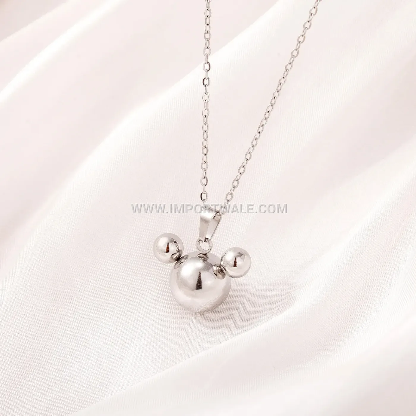 Gold Plated Stainless Steel Natural Stone Mouse Pendant Necklace