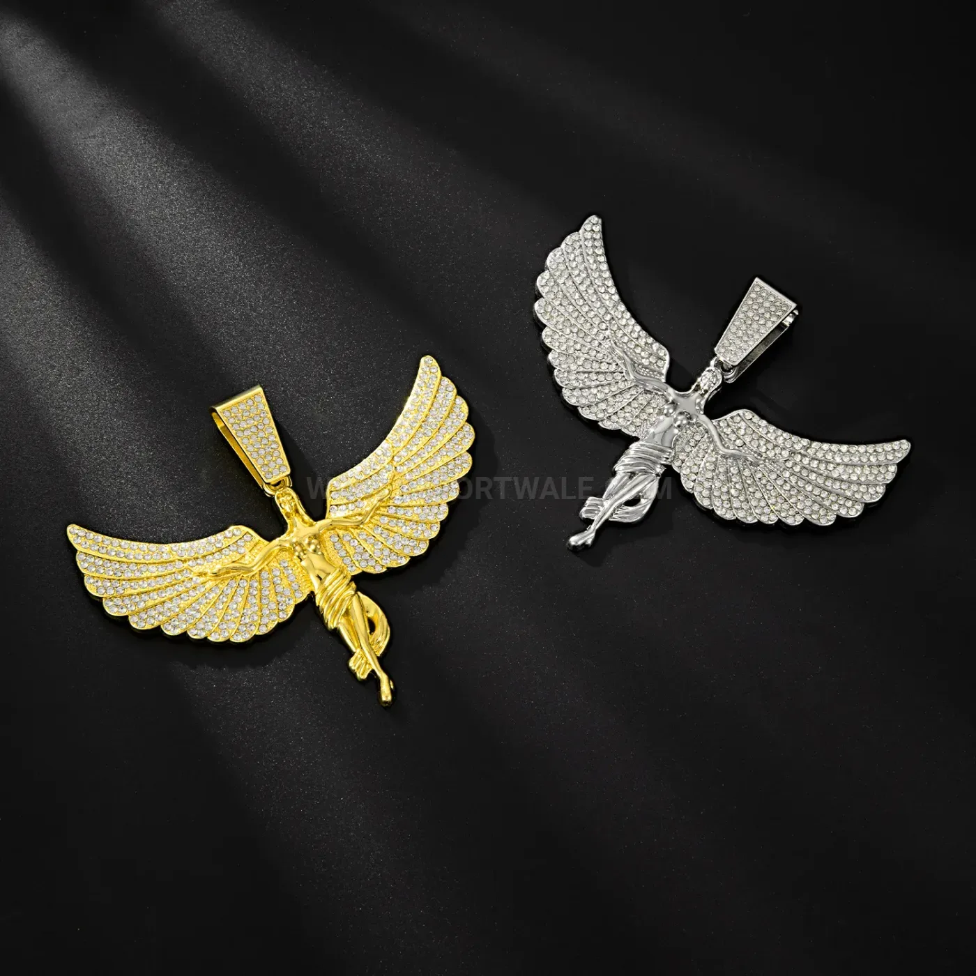 Iced Out Angel Zinc Alloy Hip Hop Pendant Necklace