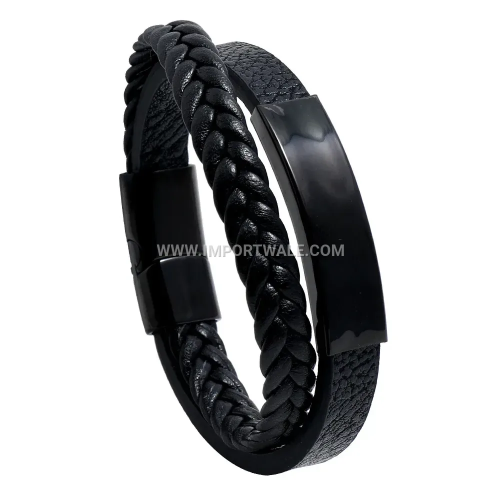 Retro Braided Leather Wristband With Clasp