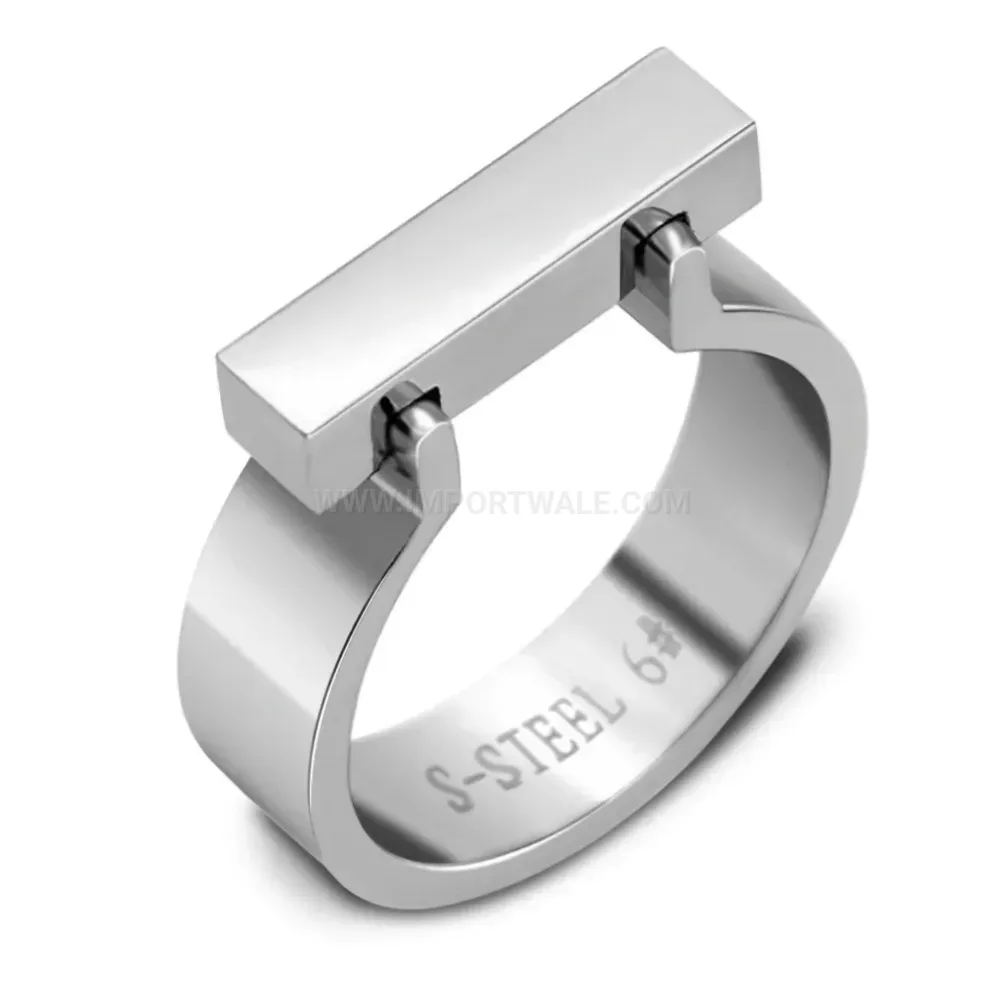 Chic Sleek Rectangular Polished Stainless Steel Band Ring