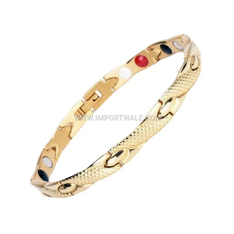 Wavy Snake Texture Plated Magnetic Therapy Chain Bracelet