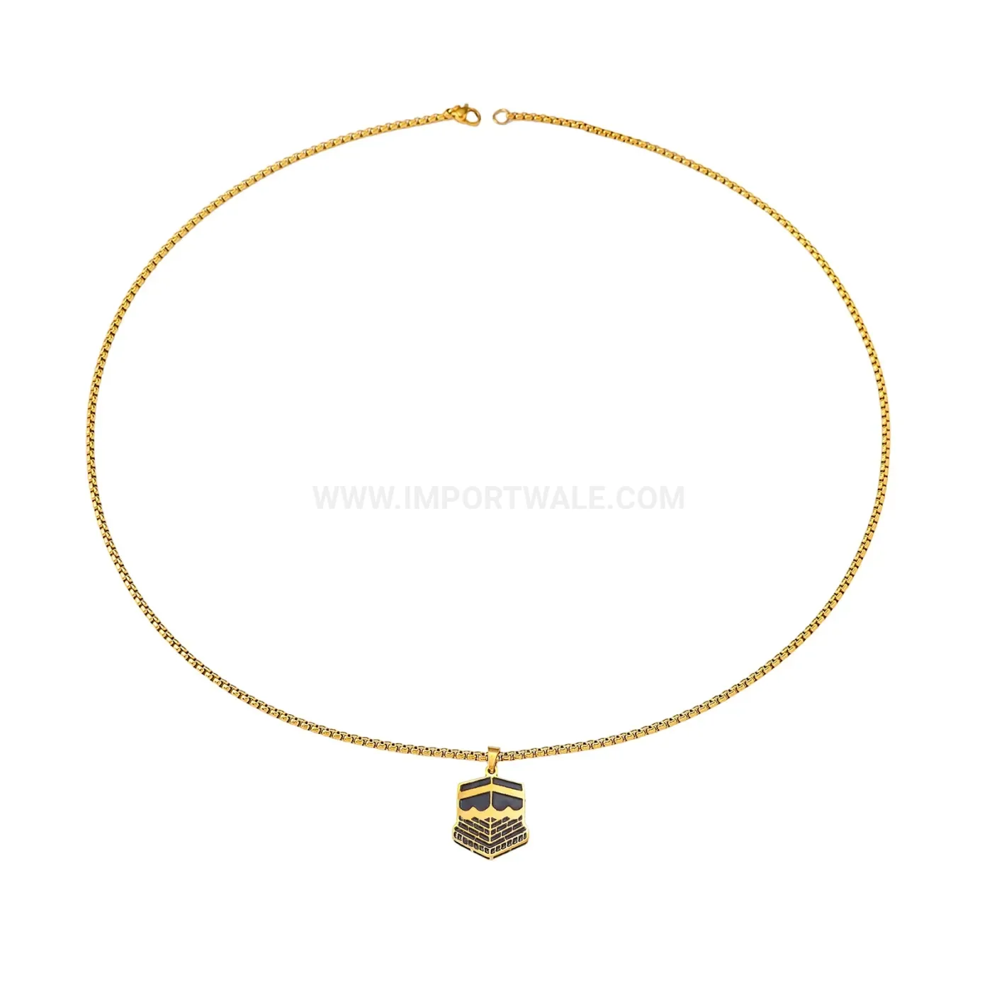 Stainless Steel Kaaba Hexagonal Pendant Necklace for Faithful Everyday Wear