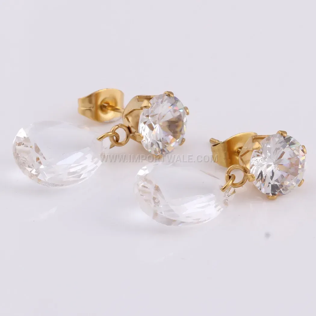Teardrop Stainless Steel Zirconia Stud Earrings
