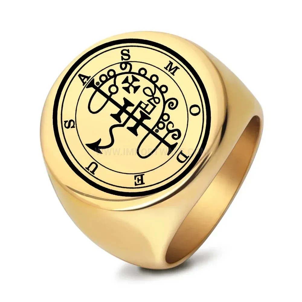 Fashion Vintage Rock Laser Engraved Round Stainless Steel Ring