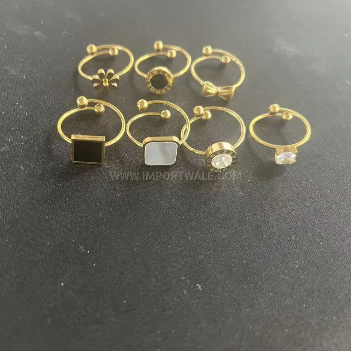 Gold Plated Stainless Steel Adjustable Shell Geometric Ring