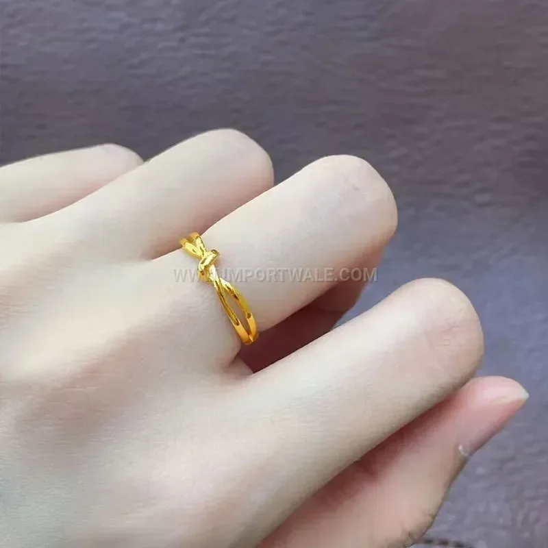 Twisted Knot 18K Gold Plated Titanium Steel Band Ring
