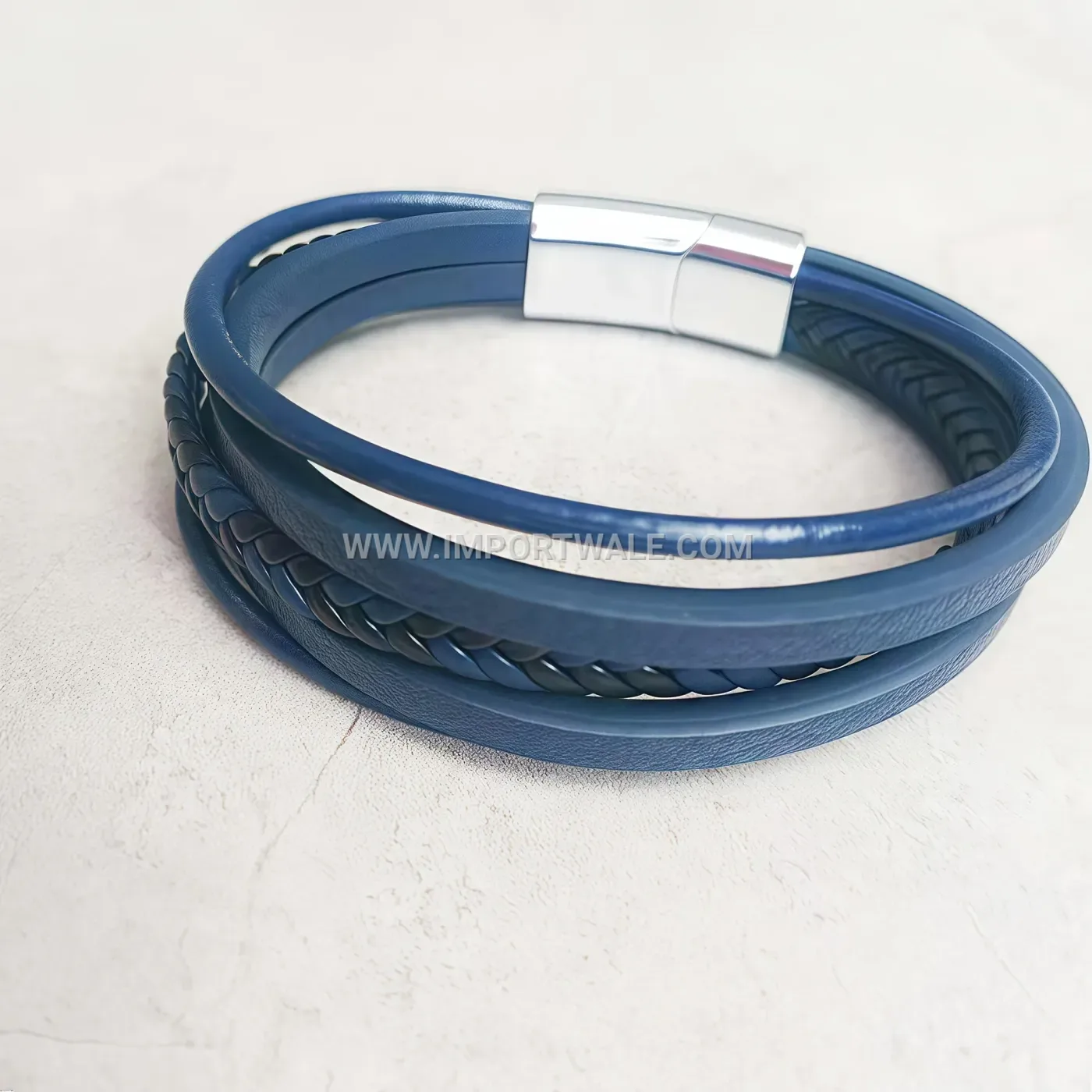 Handmade Multi-Strand Braided Leather Cuff Bracelet with Sleek Metal Clasp