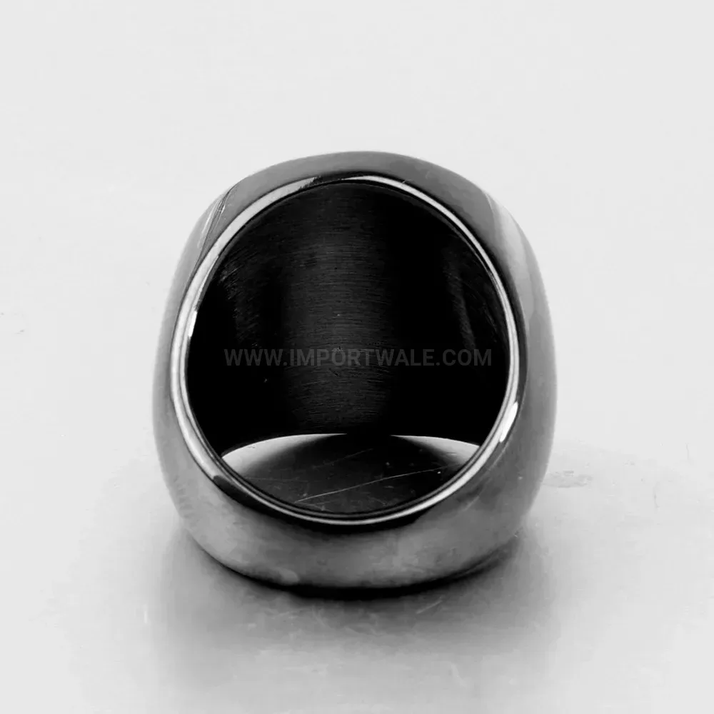 Classic Round Laser Engraved Initial Letter Stainless Steel Signet Ring