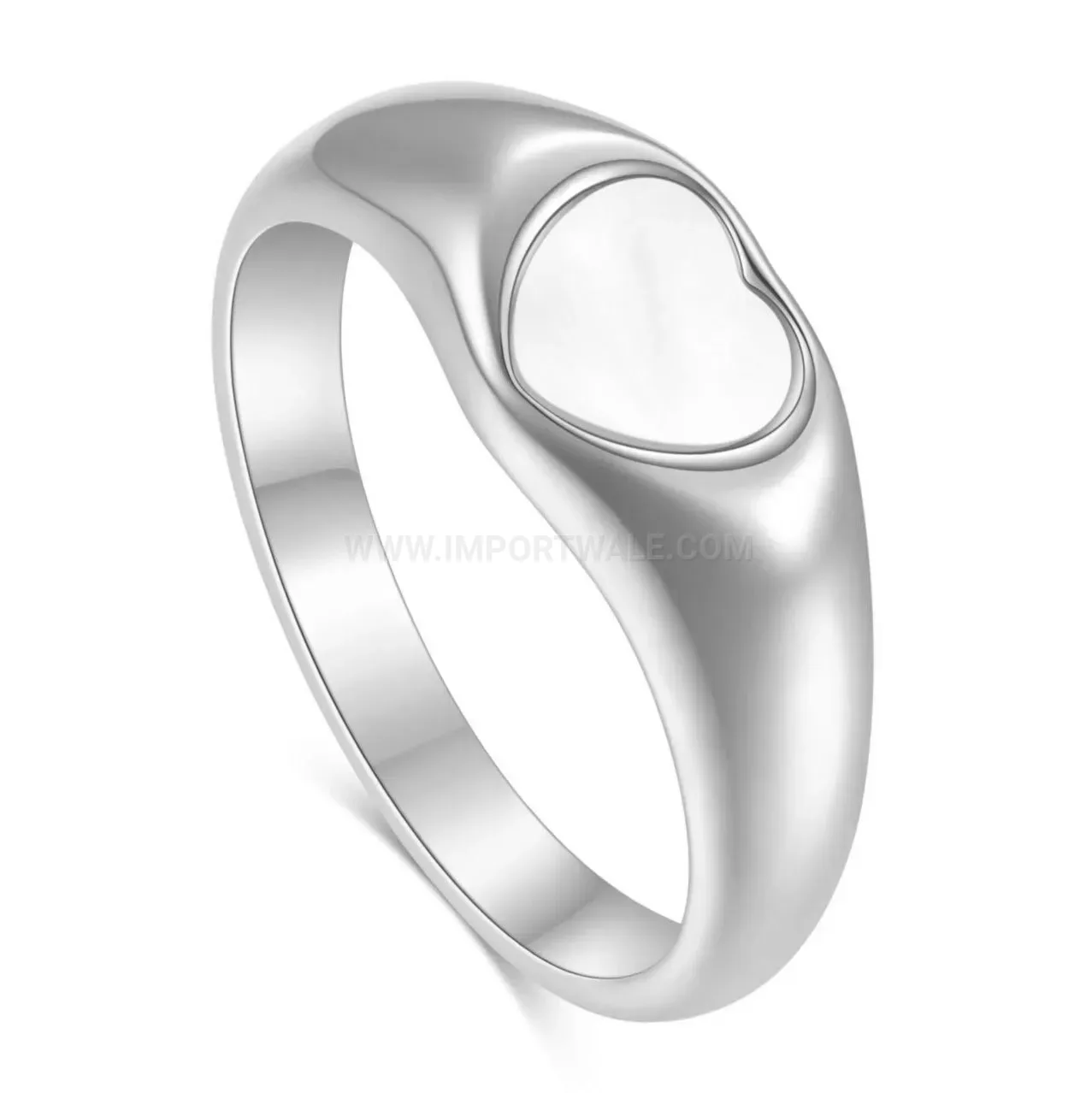 Bold Heart Shell Inlay Stainless Steel Ring
