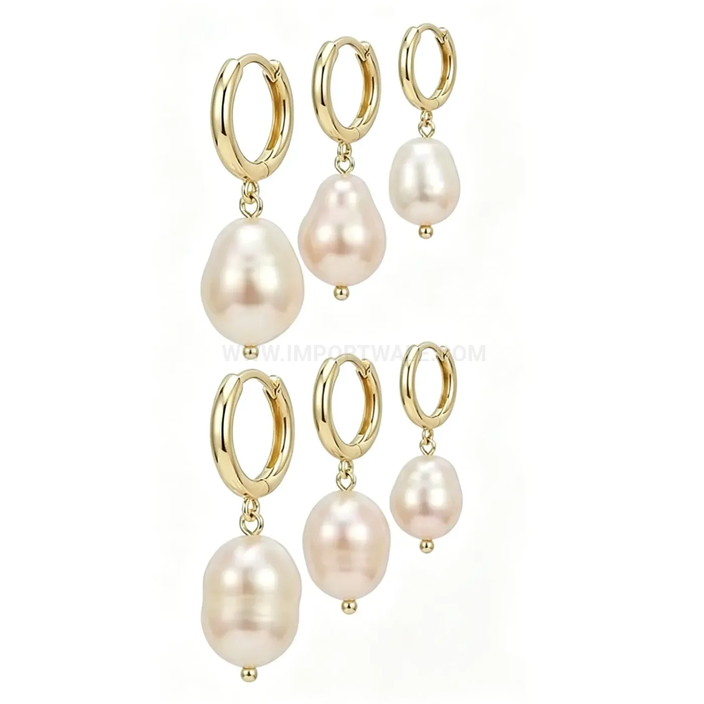 Bold Baroque Pearl Stainless Steel Huggie Hoop and Stud Set