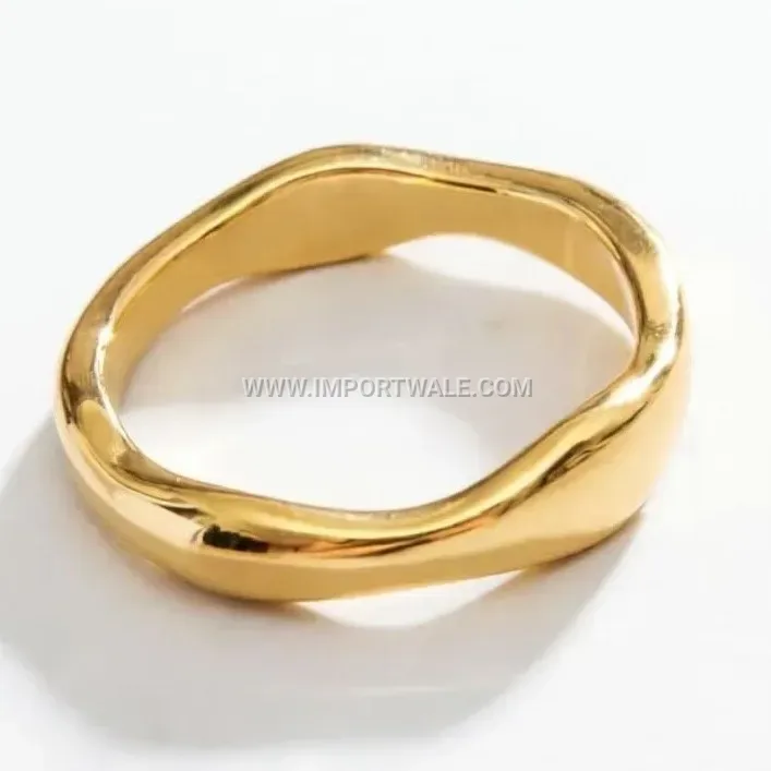Minimalist Gold Irregular Polished Stainless Steel Band Ring