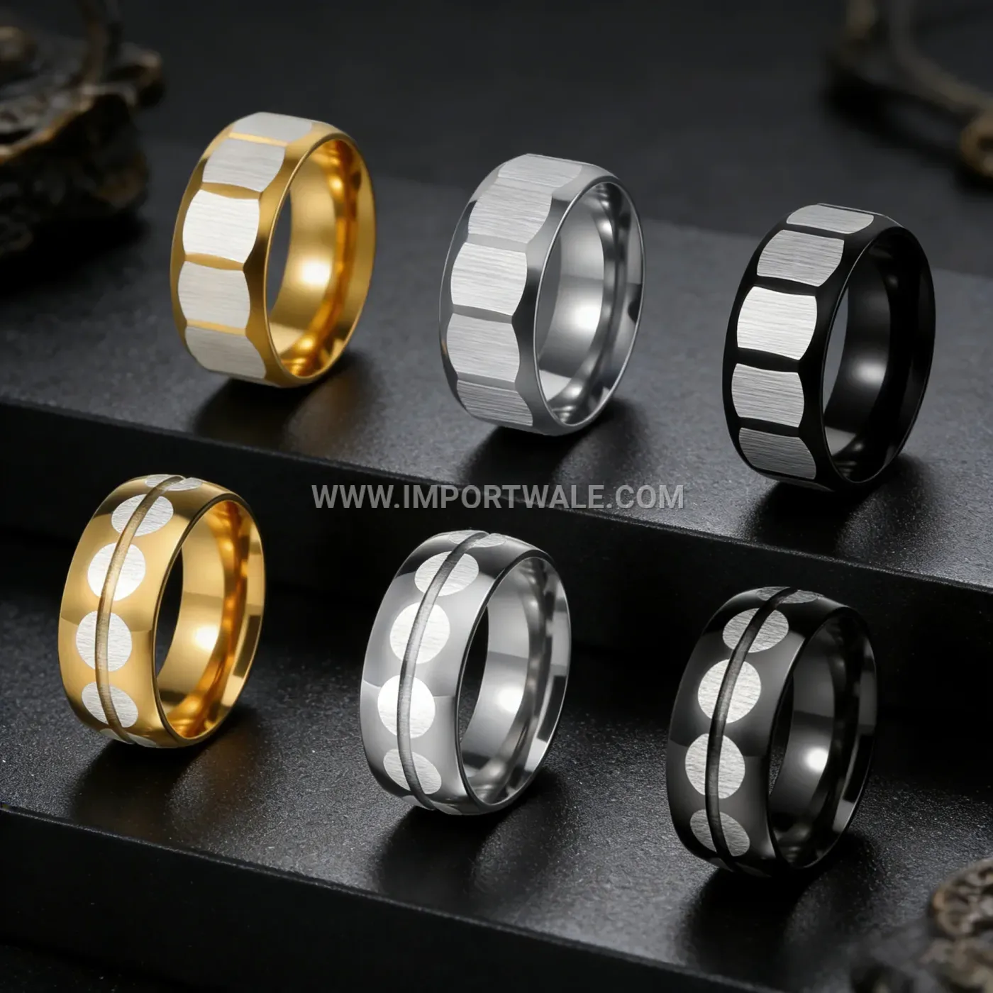 Iridescent Blue Shell Inlay Stainless Steel Ring