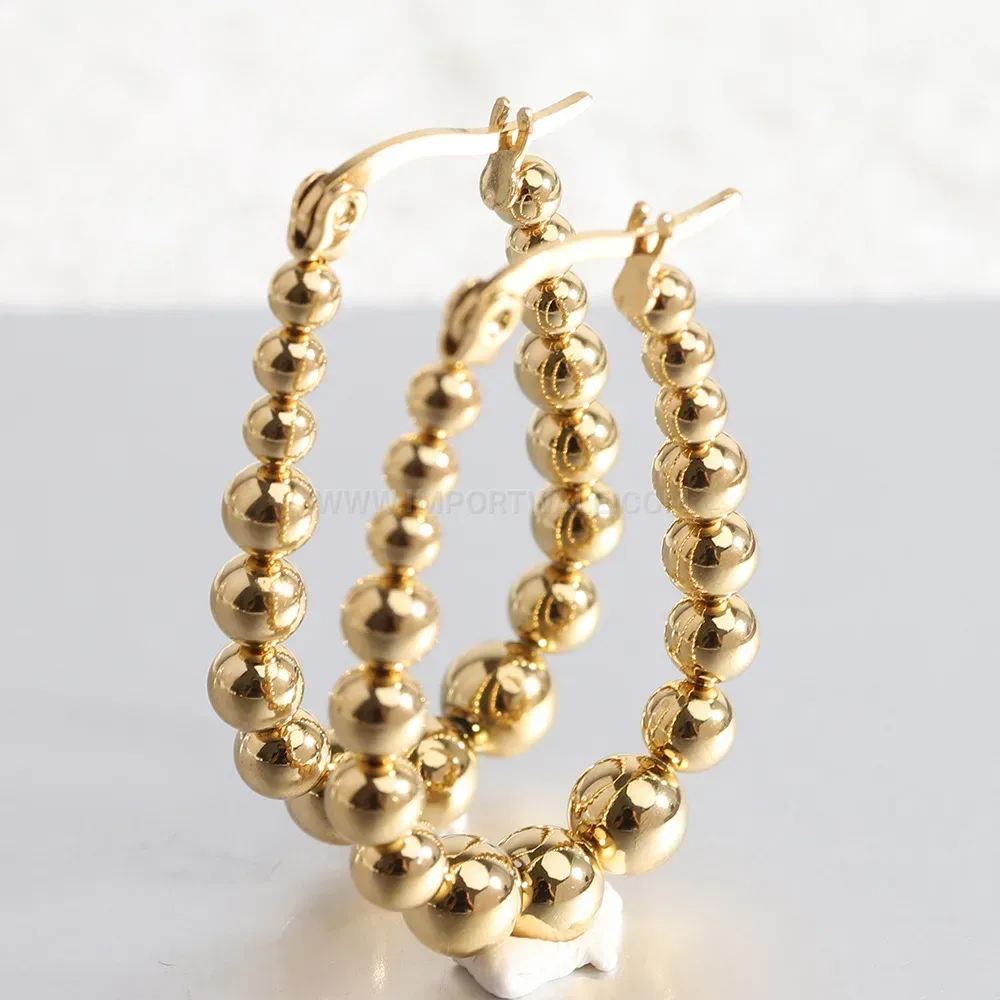 Premium U-Shaped Stainless Steel Bead Huggie Hoop Earrings