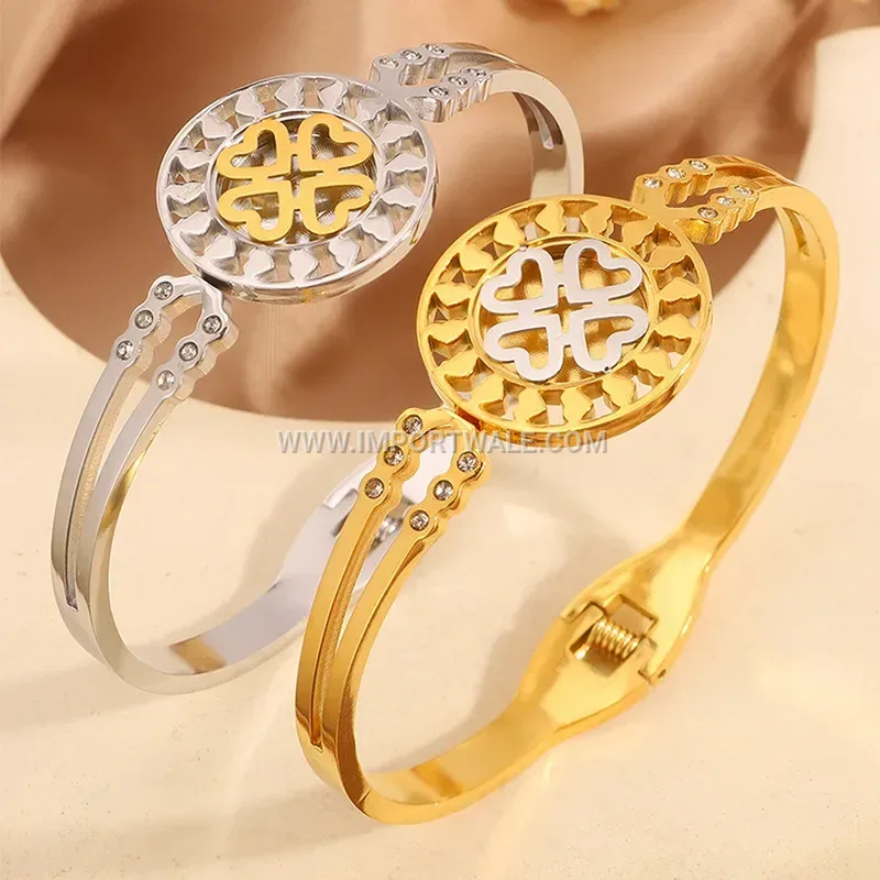 18K Gold Plated Titanium Steel Geometric Disc Bracelet