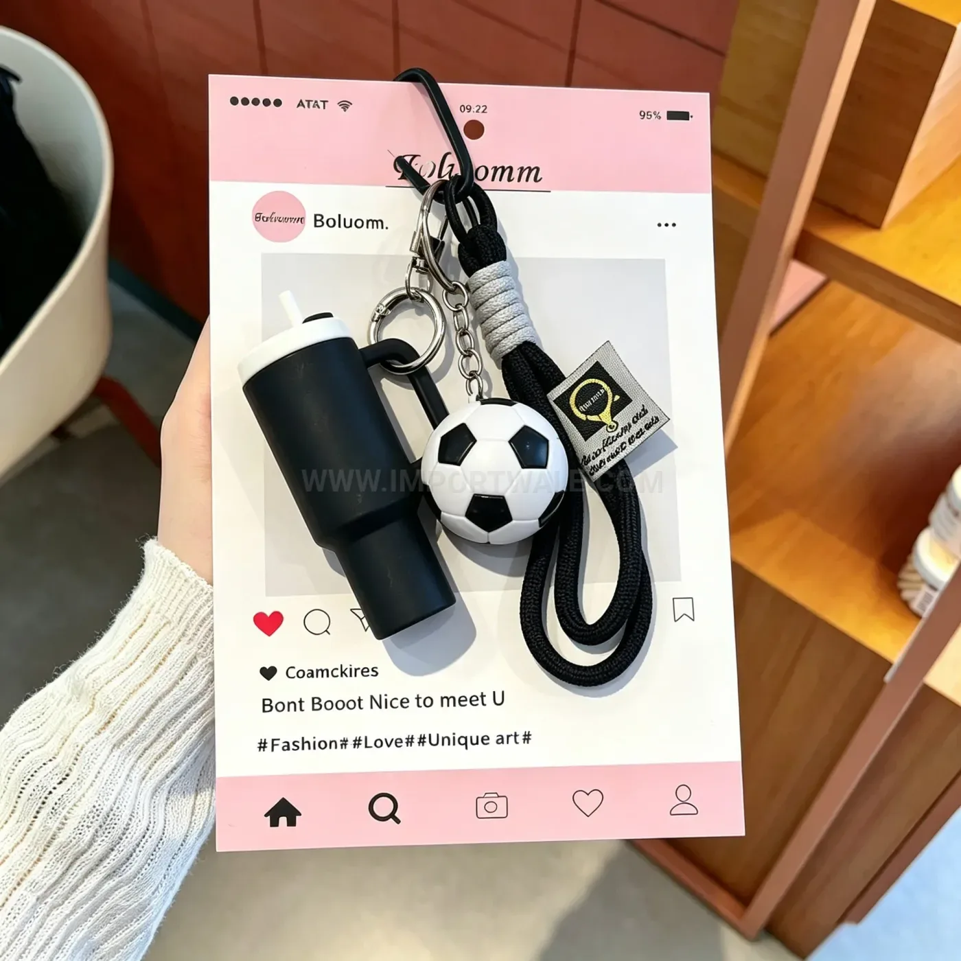 Woven Lanyard Sports Ball Cup Charm Keychain