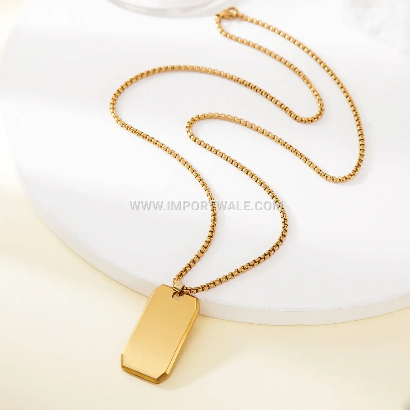 Smooth Geometric Square Stainless Steel Pendant Necklace for Men