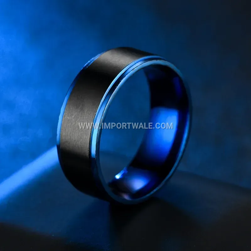 Two-Tone Stepped Stainless Steel Band Ring for Men