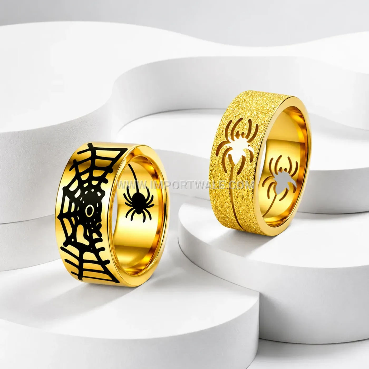 Openwork Spider Motif Matte Stainless Steel Band Ring