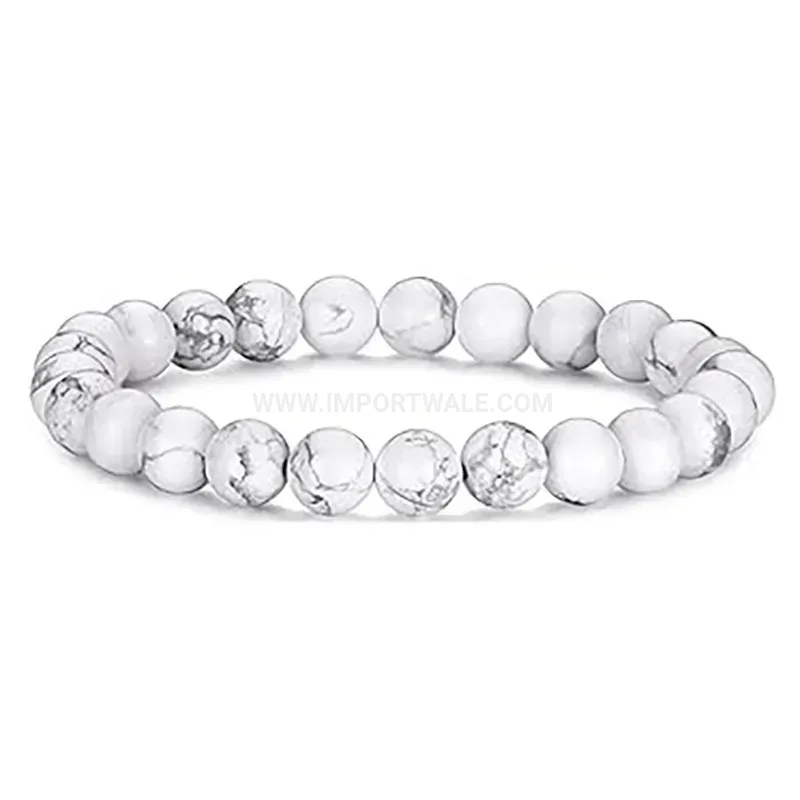 Handcrafted Natural Flame Stone Beaded Bracelet for Men