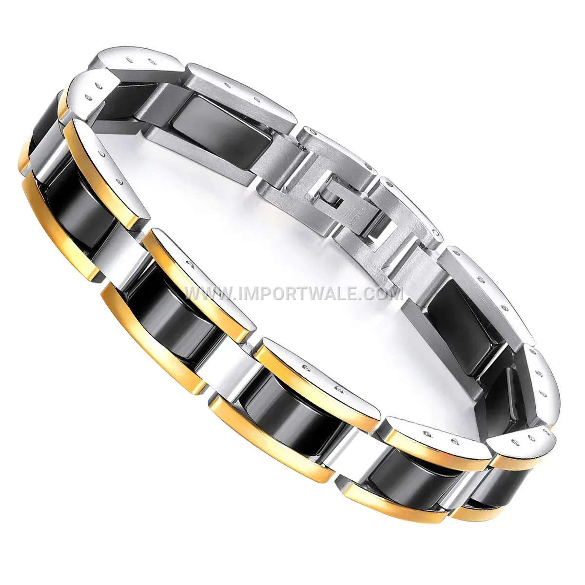 Sleek Geometric Titanium Steel Hematite Magnetic Bracelet