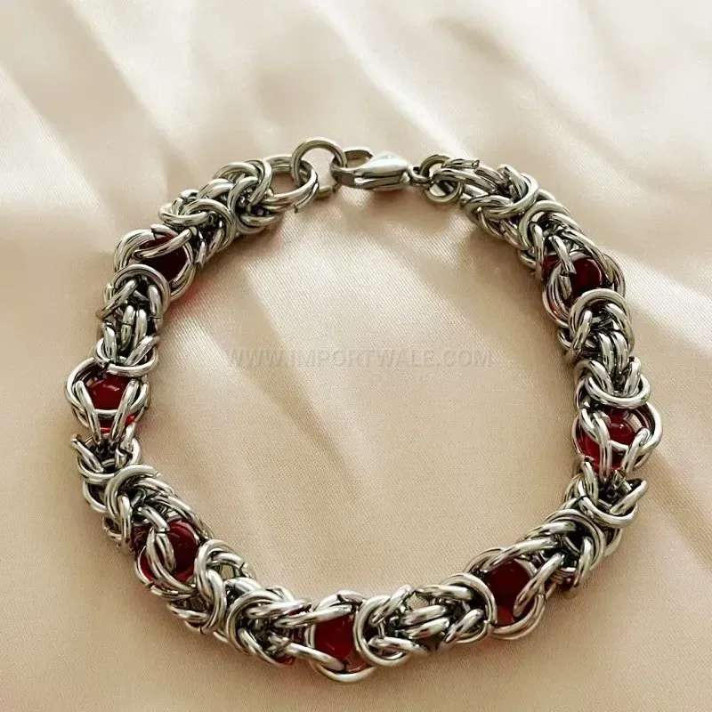 Men's Punk Klein Bold Gemstone Stainless Steel Bracelet