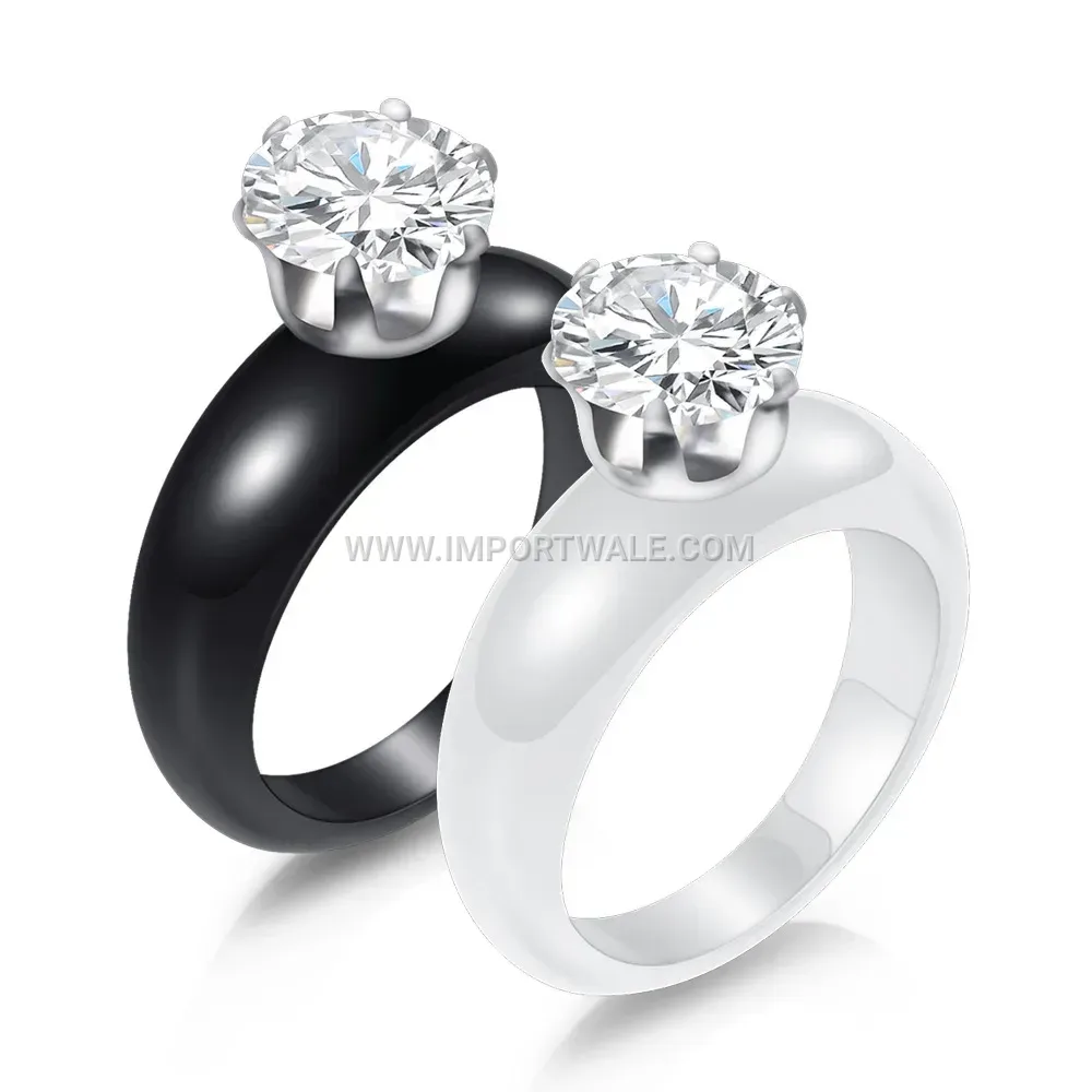 Bold 8mm Ceramic Statement Ring Inlaid with Sparkling Zirconia