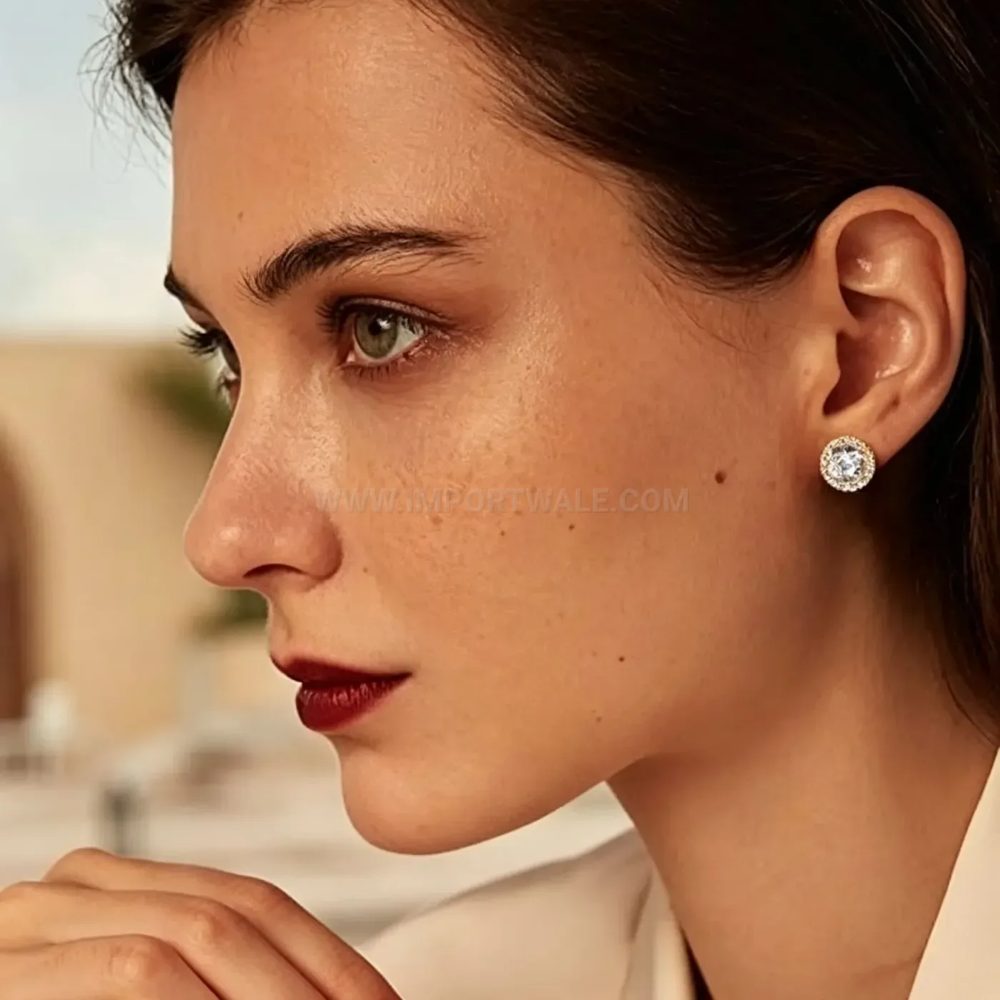 Trendy Geometric Teardrop and Cross Zircon Piercing Earring Set