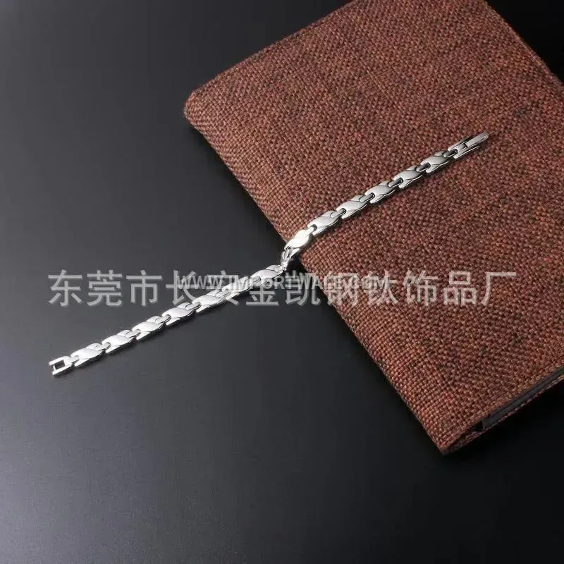 Women's Single Row Bio Magnetic Stainless Steel Link Bracelet