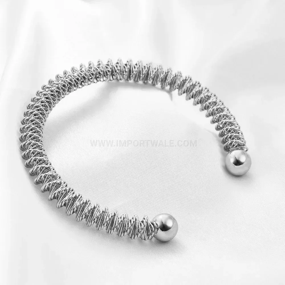 Fashion Vintage Style Open Spring Stainless Steel Bangle Bracelet
