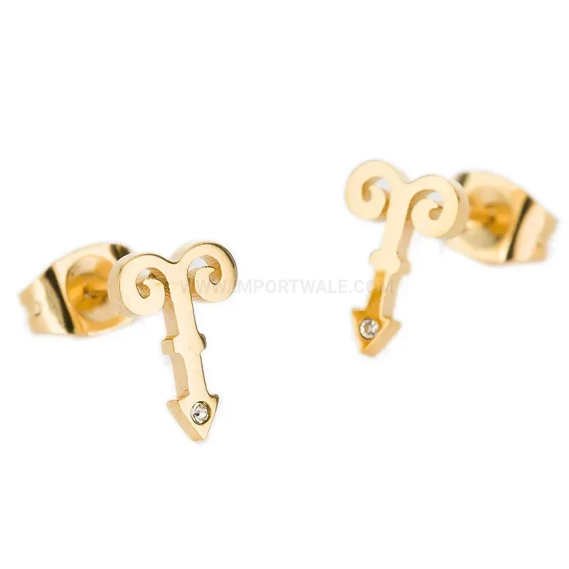 Stylish Sparkling Rhinestone Ram Horn Stainless Steel Stud Earrings